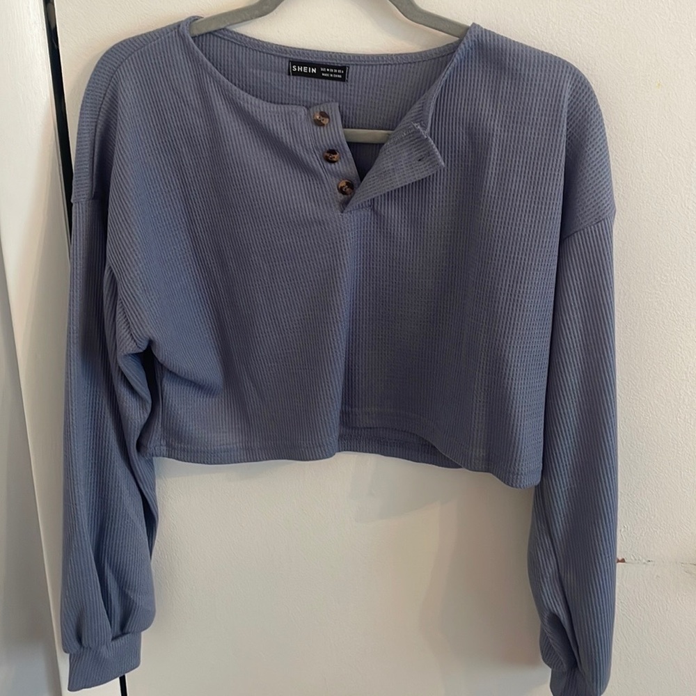 Blue Waffle Knit Sweater